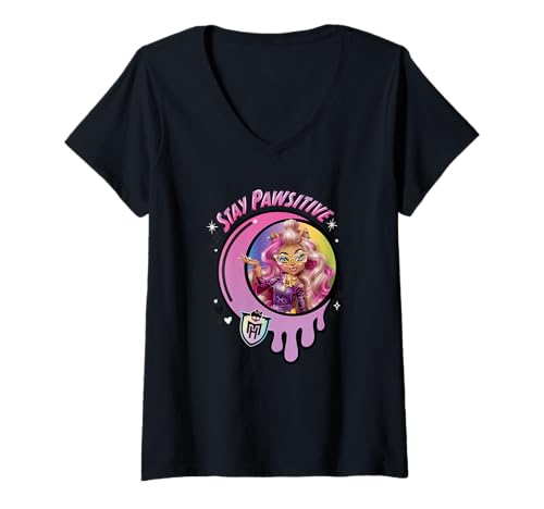 Damen Monster High - Clawdeen Bleib Passiv T-Shirt mit V-Ausschnitt von Monster High