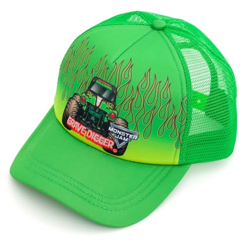 Monster Jam Grave Digger – Keine Größe – Mesh verstellbare Snapback Baseball Cap Grave Digger Green OS Erwachsene, Grabgräber, grün, Einheitsgr��e von Monster Jam
