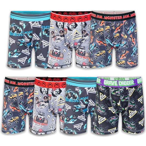 Monster Jam Jungen Exclusive 7-pk Athletic Boxer Briefs with Grave Digger, EL Toro Loco & More, 2 Retroshorts, Sportliche Boxershorts, 7 Stück, 4 (7er Pack) von Monster Jam