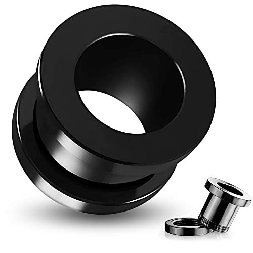 20MM Schwarzer Double Flared Tunnel 316L Chirurgenstahl Ohr Piercing Schwarz Fleischtunnel Plug Tunnel Ohrring Männer Frauen von Monster Piercing