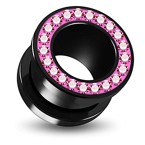 4MM Schwarzer UV Acryl Double Flared Tunnel mit Pinken Kristall Steinen Glitzer Ohr Piercing Schwarz Pink Fleischtunnel Verschiedene Größen Plug Tunnel Ohrring Männer Frauen 4MM Schwarzer UV Acryl Double Flared Tunnel mit Pinken Kristall Steinen Glitzer Ohr Piercing Schwarz Pink Fleischtunnel Verschiedene Größen Plug Tunnel Ohrring Männer Frauen von Monster Piercing