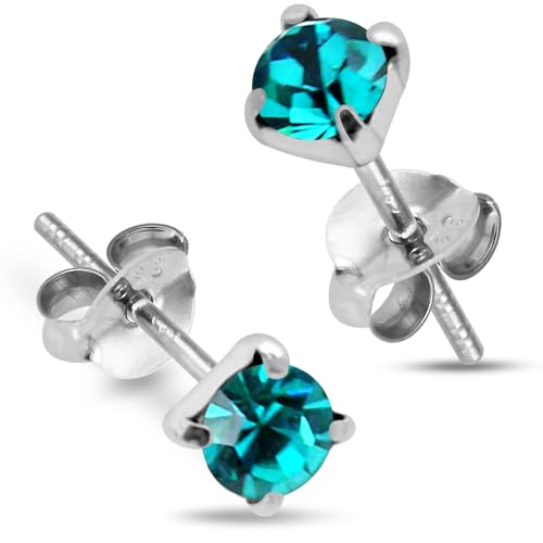 Monster Piercing 5MM Claw Set Blue Zirkon Dezember Birthstone 925 Sterling Silber Ohrstecker von Monster Piercing