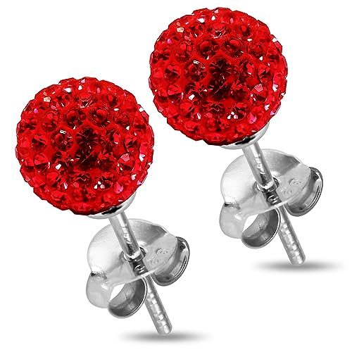 Monster Piercing 6 MM Multi rote Kristall Stein Kugel 925 Sterling Silber Stud Ohrring Schmuck von Monster Piercing