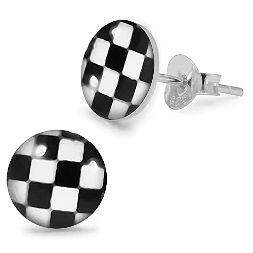 Checker Logo Bild 925 Sterling Silber Ohrstecker von Monster Piercing