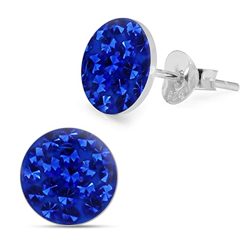 Monster Piercing Epoxy Clover Multi Blau Saphir Kristall Stein Runde 925 Sterling Silber Ohrstecker von Monster Piercing