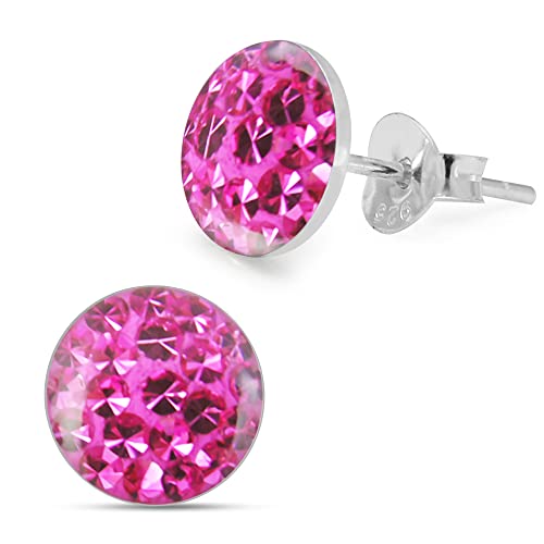 Monster Piercing Epoxy Clover Multi Pink Crystal Stein rund 925 Sterling Silber Ohrstecker von Monster Piercing