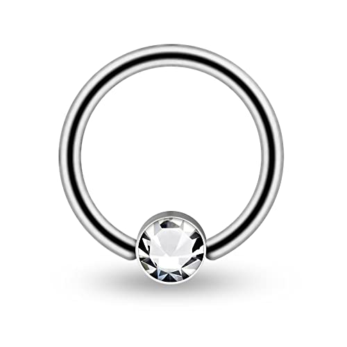 Klar Crystal Stein Knopf mit 16 Gauge G23 Grade Titan Captive Bead Ring Tragus Septum Piercing von Monster Piercing