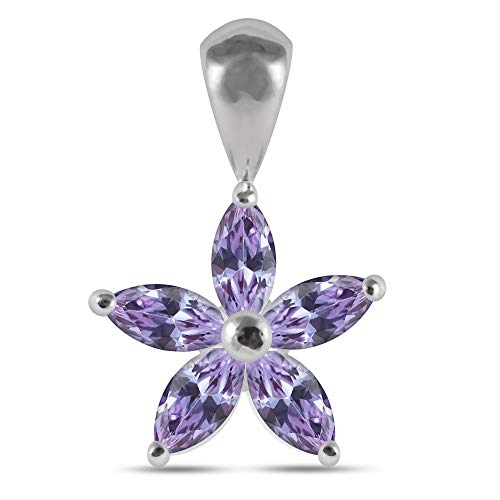 Monster Piercing Lavendel CZ Stein Daisy Flowere 925 Sterling Silber Anhänger von Monster Piercing