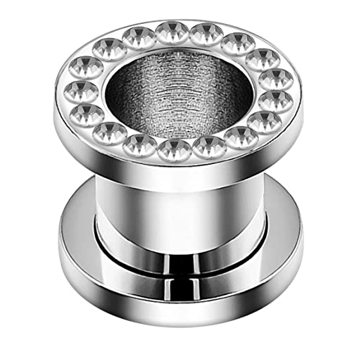 Monster Piercing | 316L Chirurgenstahl Double Flared Tunnel mit Kristallsteinen | Silber | Ohr Piercing Fleischtunnel Plug Tunnel Ohrring Männer Frauen | Durchmesser: 3MM bis 12MM von AZARIO LONDON