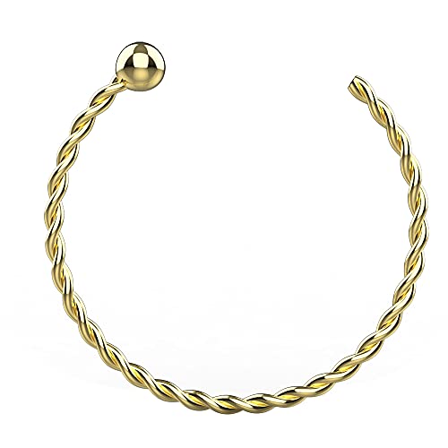 Monster Piercing | 9K Gold | Nasenring Nasenpiercing 9K Gold 22 Gauge - 8MM Durchmesser |offener Nasenring | Gedrehtes Seil | Nase Piercing Frauen Männer Monster Piercing | 9K Gold | Nasenring Nasenpiercing 9K Gold 22 Gauge - 8MM Durchmesser |offener Nasenring | Gedrehtes Seil | Nase Piercing Frauen Männer von Monster Piercing