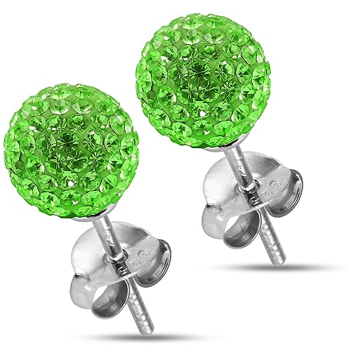Monster Piercing 12 MM Multi Peridot Grün Kristall Stein Kugel 925 Sterling Silber Stud Ohrring Schmuck von AZARIO LONDON