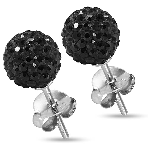 Monster Piercing 12MM Multi Schwarzenstein Crystal Ball 925 Sterling Silber Stud Ohrring Schmuck von Monster Piercing