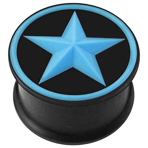 Monster Piercing 18MM Schwarzer Silikon Double Flared Tunnel Blauer Stern Aufdruck Ohr Piercing Schwarz Plug Tunnel Ohrring Männer Frauen Monster Piercing 18MM Schwarzer Silikon Double Flared Tunnel Blauer Stern Aufdruck Ohr Piercing Schwarz Plug Tunnel Ohrring Männer Frauen von Monster Piercing