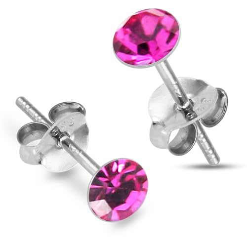 Monster Piercing 5MM Runde Rose Zirkon Oktober Birthstone 925 Sterling Silber Ohrstecker von Monster Piercing