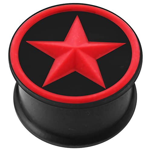 Monster Piercing 5MM Schwarzer Silikon Double Flared Tunnel Roter Stern Aufdruck Ohr Piercing Schwarz Plug Tunnel Ohrring Männer Frauen Monster Piercing 5MM Schwarzer Silikon Double Flared Tunnel Roter Stern Aufdruck Ohr Piercing Schwarz Plug Tunnel Ohrring Männer Frauen von Monster Piercing