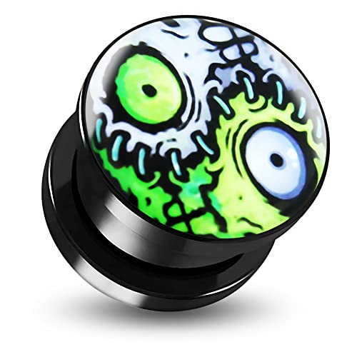 Monster Piercing 8MM Monster Auge Logo Bild schwarz UV Acryl Schraube Fit Fleisch Tunnel Ohrenpiercing von Monster Piercing