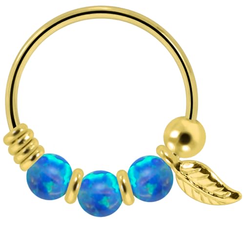 Monster Piercing | 9K Gold | Nasenring Nasenpiercing 22 Gauge - 8MM Durchmesser | Opal Perlen | offener Nasenring | Nase Piercing Frauen Männer Monster Piercing | 9K Gold | Nasenring Nasenpiercing 22 Gauge - 8MM Durchmesser | Opal Perlen | offener Nasenring | Nase Piercing Frauen Männer von Monster Piercing