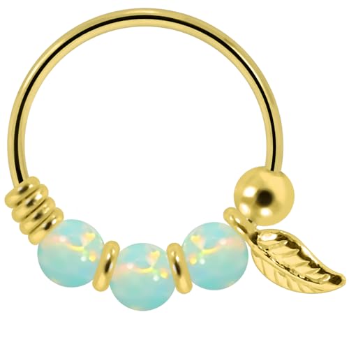 Monster Piercing | 9K Gold | Nasenring Nasenpiercing 22 Gauge - 8MM Durchmesser | Opal Perlen | offener Nasenring | Nase Piercing Frauen Männer Monster Piercing | 9K Gold | Nasenring Nasenpiercing 22 Gauge - 8MM Durchmesser | Opal Perlen | offener Nasenring | Nase Piercing Frauen Männer von Monster Piercing