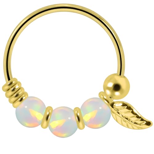 Monster Piercing | 9K Gold | Nasenring Nasenpiercing 22 Gauge - 8MM Durchmesser | Opal Perlen | offener Nasenring | Nase Piercing Frauen Männer Monster Piercing | 9K Gold | Nasenring Nasenpiercing 22 Gauge - 8MM Durchmesser | Opal Perlen | offener Nasenring | Nase Piercing Frauen Männer von Monster Piercing