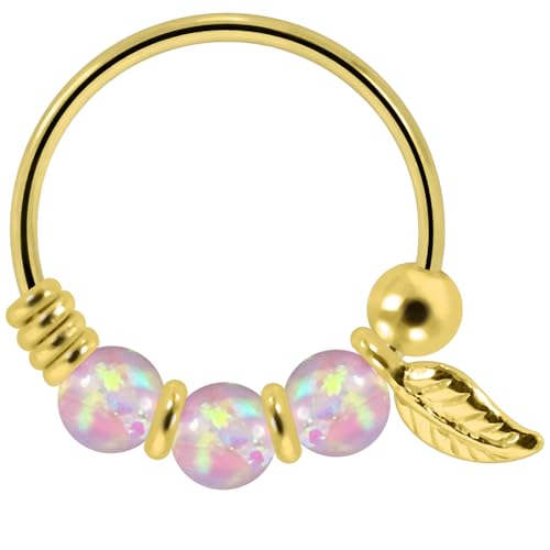 Monster Piercing | 9K Gold | Nasenring Nasenpiercing 22 Gauge - 8MM Durchmesser | Opal Perlen | offener Nasenring | Nase Piercing Frauen Männer Monster Piercing | 9K Gold | Nasenring Nasenpiercing 22 Gauge - 8MM Durchmesser | Opal Perlen | offener Nasenring | Nase Piercing Frauen Männer von Monster Piercing