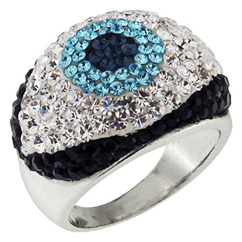 Monster Piercing Bunte Auge gestalten Multi Kristall Stein Edelstahl Finger Ring Schmuck - Größe 7 (Größe 55.1) von Monster Piercing