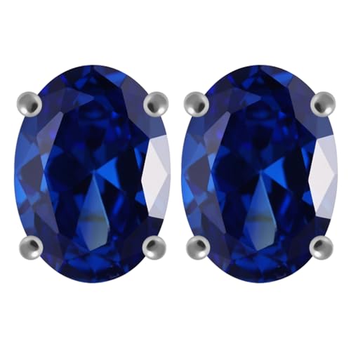 Dunkel Blaue ovale CZ Stein 925 Sterling Silber Ohrstecker von Monster Piercing