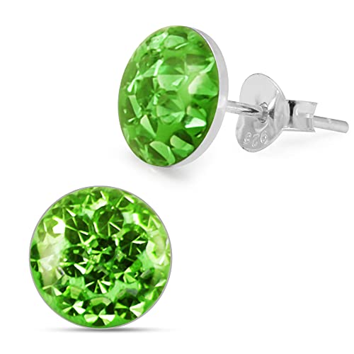 Monster Piercing Epoxy Clover Multi Light Green Crystal Stein rund 925 Sterling Silber Ohrstecker von Monster Piercing