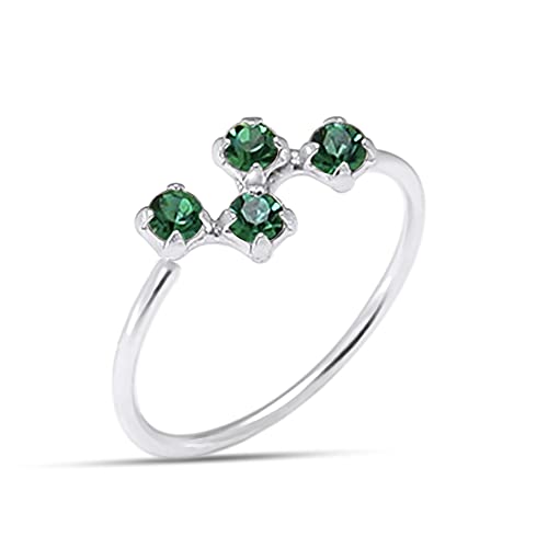 Klaue Set 4 Runden dunklen grünen Steinen 20 Gauge 925 Sterling Silber offen Hoop Nase Ring Schmuck von Monster Piercing
