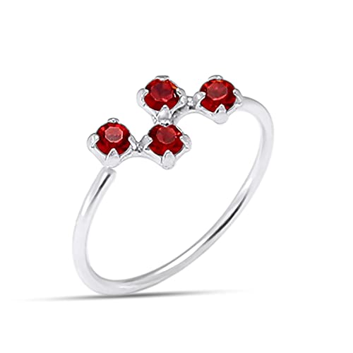 Klaue Set 4 Runden roten Steinen 20 Gauge 925 Sterling Silber offen Hoop Nase Ring Schmuck von Monster Piercing