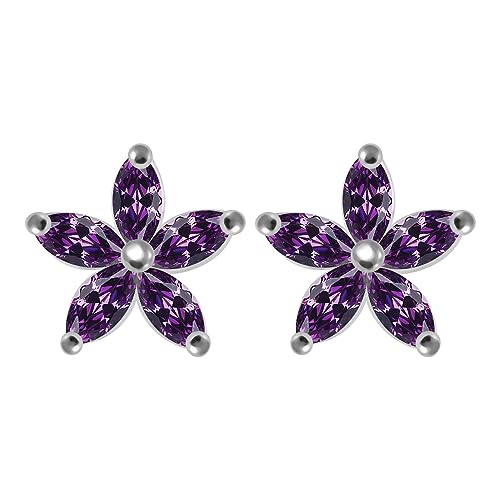 Monster Piercing Lila CZ Stein Daisy Blume 925 Sterling Silber Ohrstecker von Monster Piercing