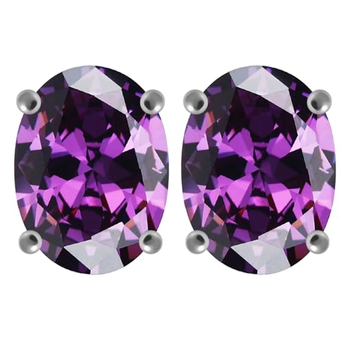 Monster Piercing Lila Oval CZ Stein 925 Sterling Silber Ohrstecker von AZARIO LONDON