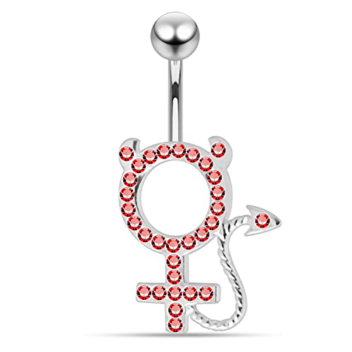 Monster Piercing Rote Kristall Stein Fancy Teufel Frauen Zeichen Form Sterling Silber Bauch Bars Piercing von Monster Piercing