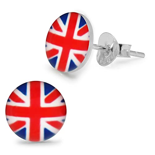 Monster Piercing Union Jack Flagge Logo Bild 925 Sterling Silber Ohrstecker von Monster Piercing