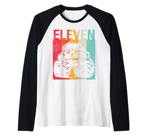 11. Geburtstag Retro Monster Truck 11 Jahre Jungen Mädchen Kinder Raglan von Monster Truck Birthday Retro Apparel Boys Girls