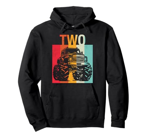 2. Geburtstag Retro Monster Truck 2. Jahre Jungen Mädchen Kinder Pullover Hoodie von Monster Truck Birthday Retro Apparel Boys Girls