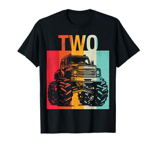 2. Geburtstag Retro Monster Truck 2. Jahre Jungen Mädchen Kinder T-Shirt von Monster Truck Birthday Retro Apparel Boys Girls
