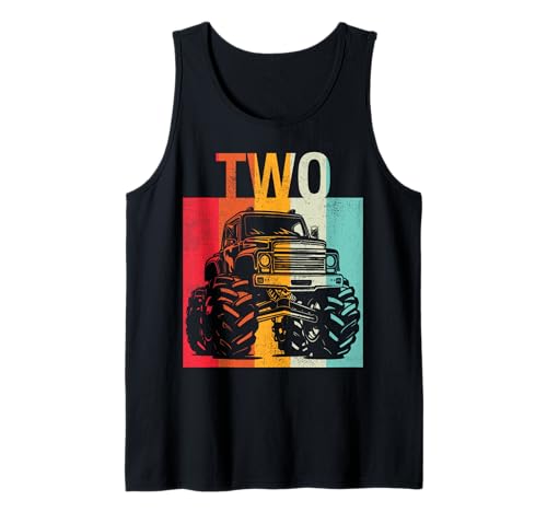2. Geburtstag Retro Monster Truck 2. Jahre Jungen Mädchen Kinder Tank Top von Monster Truck Birthday Retro Apparel Boys Girls