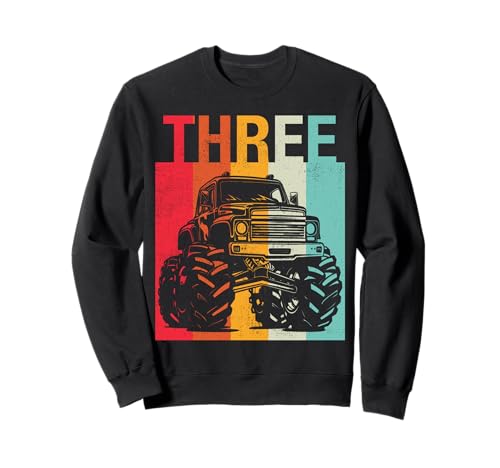 3. Geburtstag Retro Monster Truck 3 Jahre Jungen Mädchen Kinder Sweatshirt von Monster Truck Birthday Retro Apparel Boys Girls