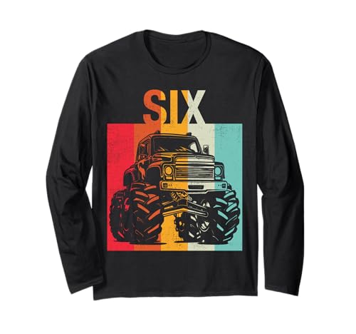 6. Geburtstag Retro Monster Truck 6 Jahre Jungen Mädchen Kinder Langarmshirt von Monster Truck Birthday Retro Apparel Boys Girls