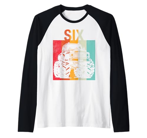 6. Geburtstag Retro Monster Truck 6 Jahre Jungen Mädchen Kinder Raglan von Monster Truck Birthday Retro Apparel Boys Girls