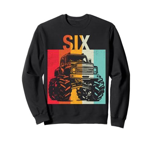 6. Geburtstag Retro Monster Truck 6 Jahre Jungen Mädchen Kinder Sweatshirt von Monster Truck Birthday Retro Apparel Boys Girls