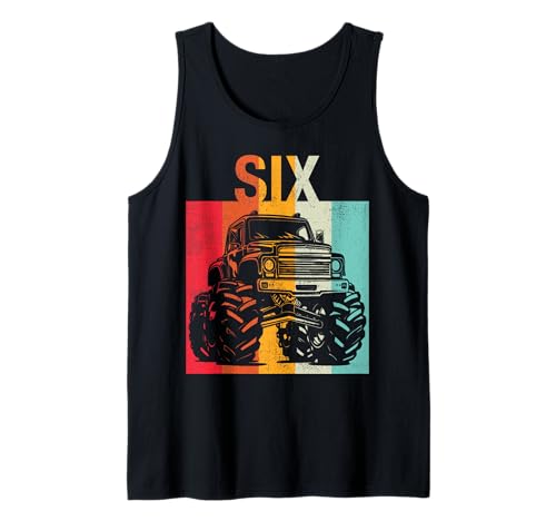 6. Geburtstag Retro Monster Truck 6 Jahre Jungen Mädchen Kinder Tank Top von Monster Truck Birthday Retro Apparel Boys Girls