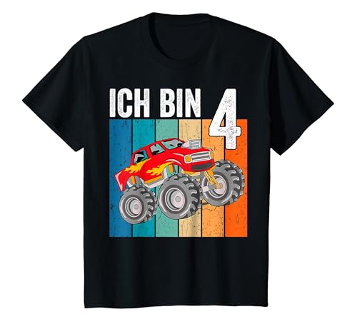 Kinder Ich Bin 4 Monster Truck 4 jahre 4. Geburtstag T-Shirt von Monster Truck Geburtstag 4 Jahre Junge Ich Bin 4