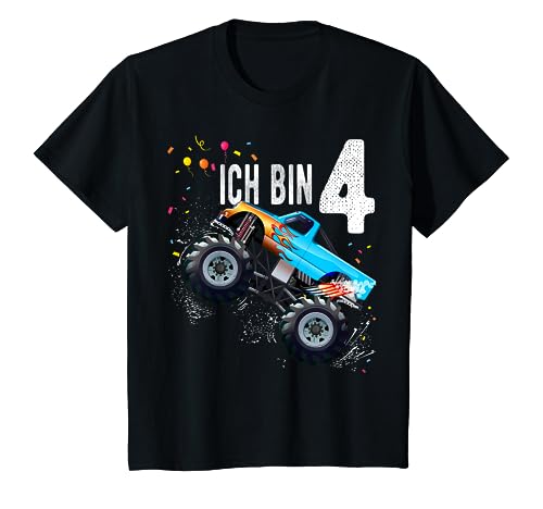 Kinder 4 jahre Junge Mädchen Geburtstag Shirt Monster Truck T-Shirt von Monster Truck Geburtstag T-Shirt