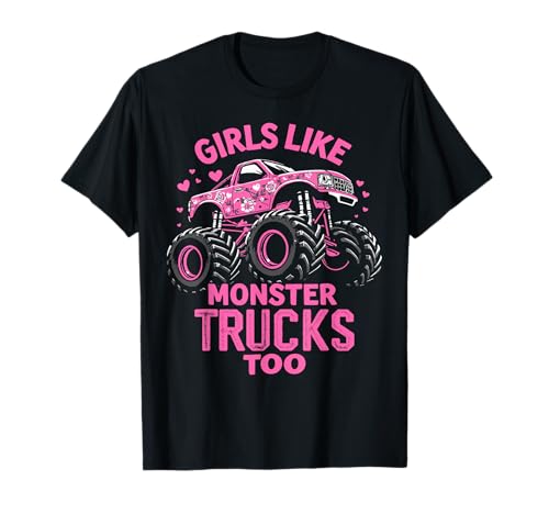 Monster Truck Girls Lustige Mädchen mögen Monster Trucks Too Pink T-Shirt von Monster Trucks Lovers Girls Trucks Too Pink Tees