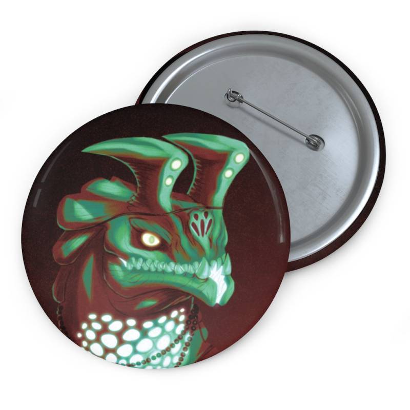 Kaiju Renaissance - Mutter Und Kind Pin Button von MonsterMarchDesign