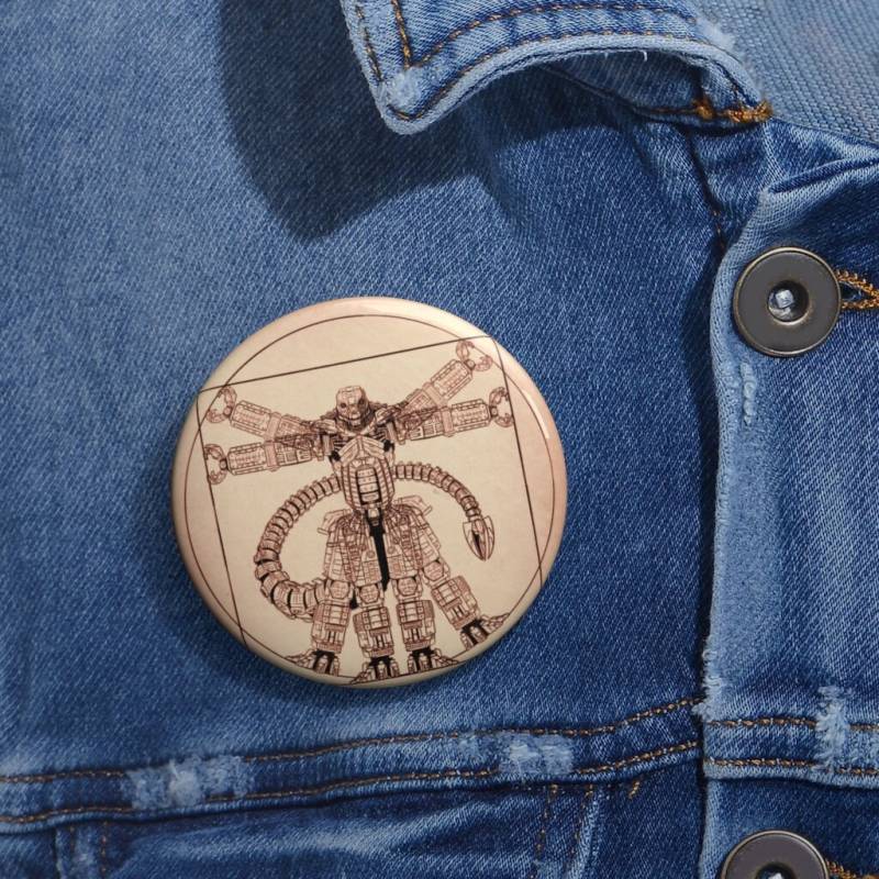 Kaiju Renaissance - Vitruvian Mecha Pin Button von MonsterMarchDesign