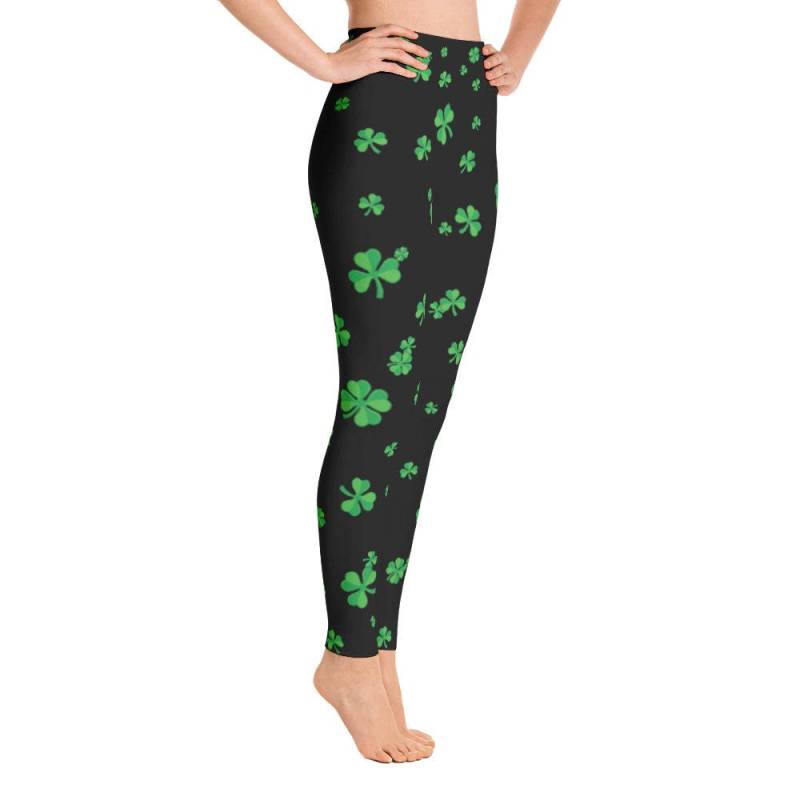 Taille Hohe Yoga Leggings Für Frauen, Kleeblatt Design, St. Patricks Day Leggings, Custom Print Handgefertigt von MonsterMerchBrands