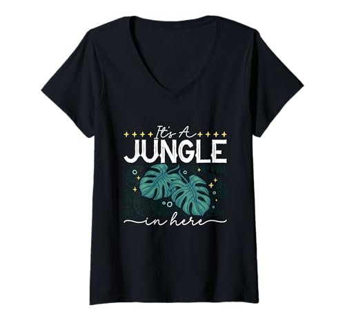 Damen Es ist ein Dschungel hier liebt Monstera Palm Gardening Monstera T-Shirt mit V-Ausschnitt Damen Es ist ein Dschungel hier liebt Monstera Palm Gardening Monstera T-Shirt mit V-Ausschnitt von Monstera Designs for Monstera Lover