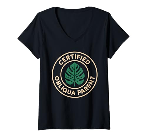Damen Monstera Obliqua Seltene Pflanzensammler Blattliebhaber Indoor Geschenk T-Shirt mit V-Ausschnitt von Monstera Foliage Botanical Plant Parent Houseplant